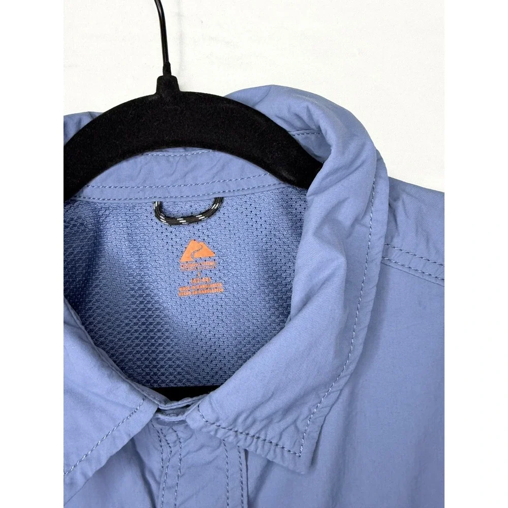 Ozark Trail mens sz L Blue Hiking short sleeve nylon shirt outdoors